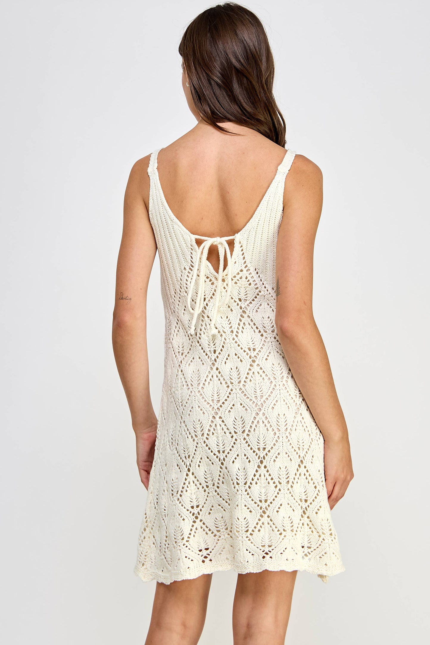 KD-1562-6 CROCHET MINI DRESS CREAM