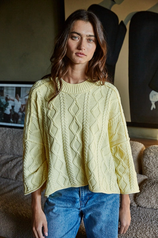 By Together Sami Cable 3/4 Sleeve Sweater