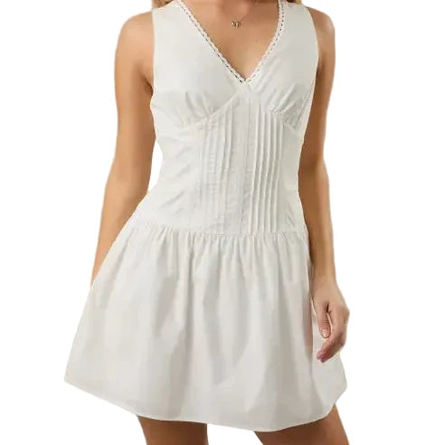 Kaley Vneck Poplin Mini Dress