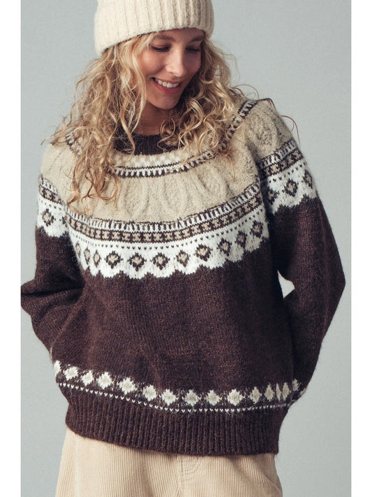 Classic Nordic Pattern Crew Sweater