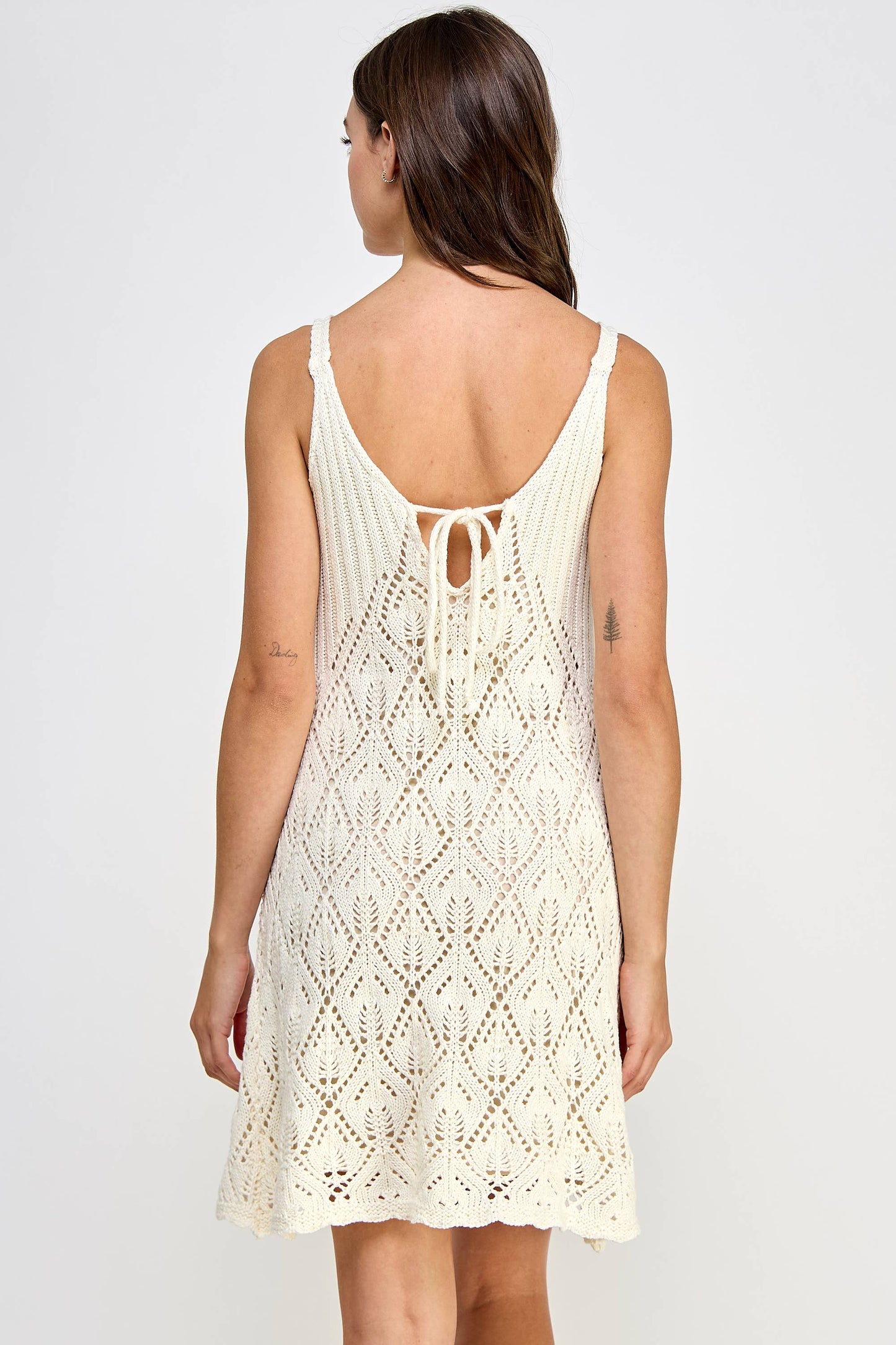 KD-1562-6 CROCHET MINI DRESS CREAM