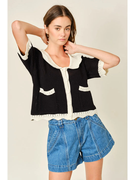 Aaron Amber Crochet Sweater Cardigan