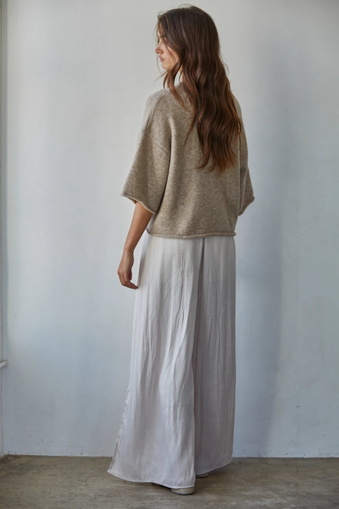 Quarter Sleeve Button Up Knit Sweater