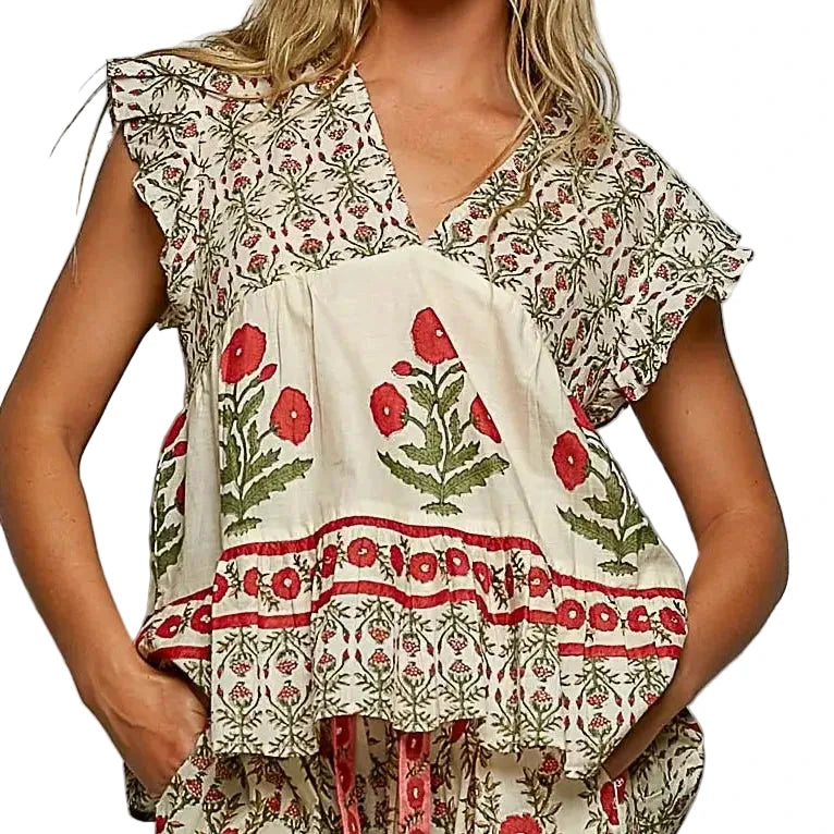 Clara Floral Ruffle Top
