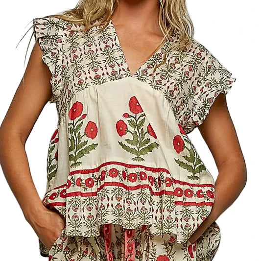 Clara Floral Ruffle Top