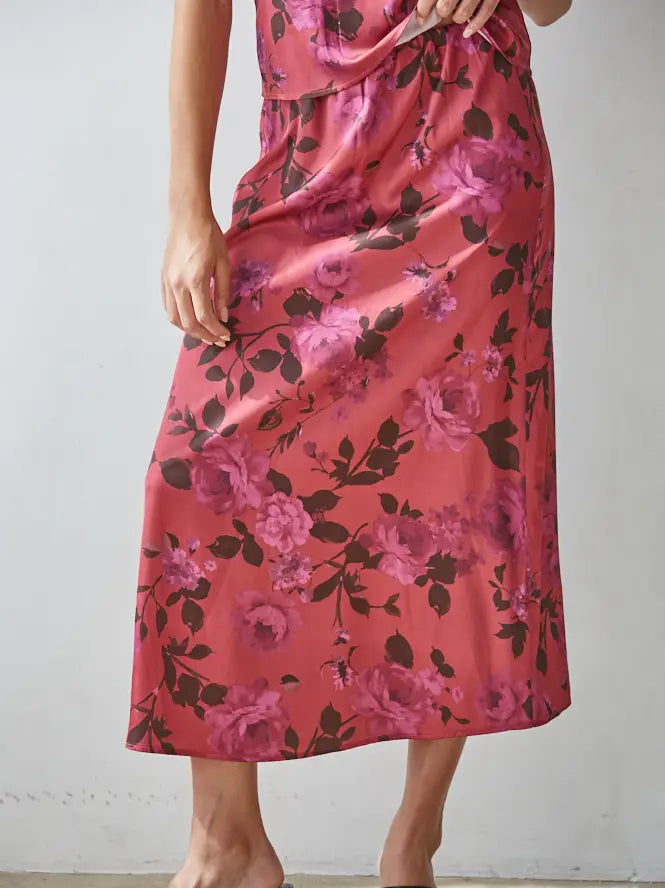 by Together Satin Floral Skirt