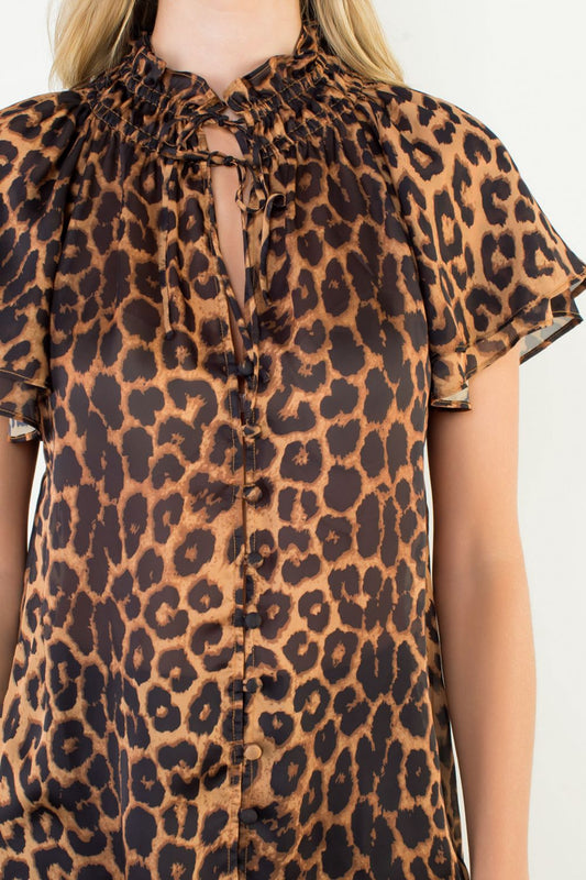 Flutter Sleeve Cheetah Top