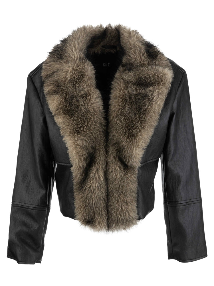 Kut Lexi Fur Trim Leather Jacket