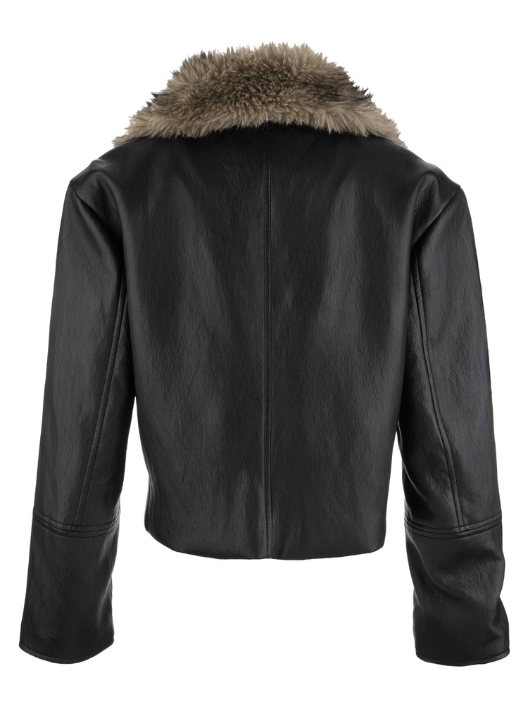 Kut Lexi Fur Trim Leather Jacket