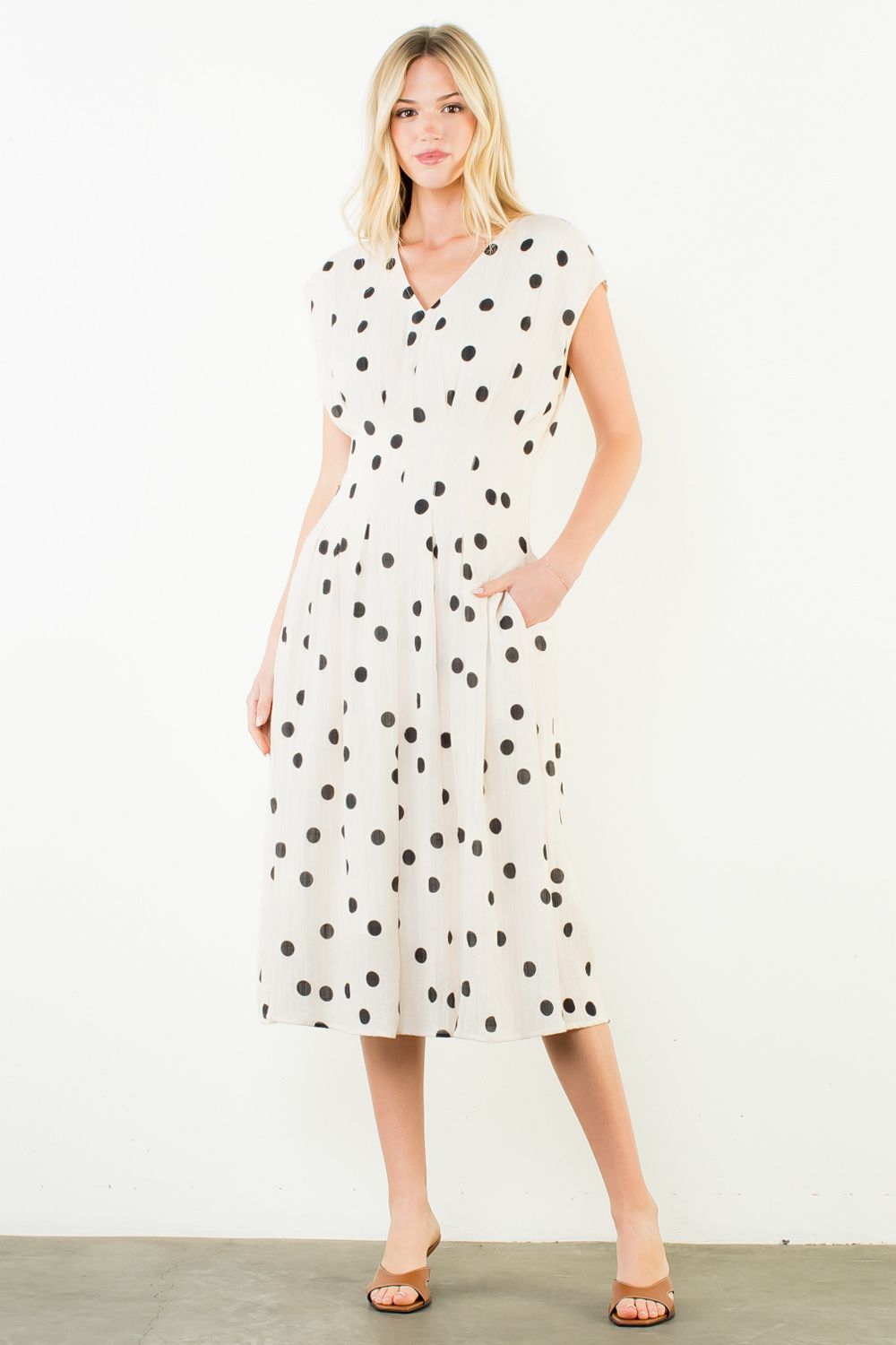 THML Polka Dot Vneck Dress