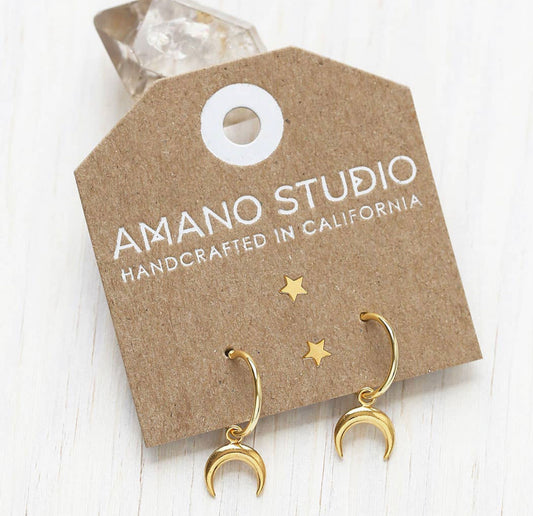 crescent moon hoops + star stud