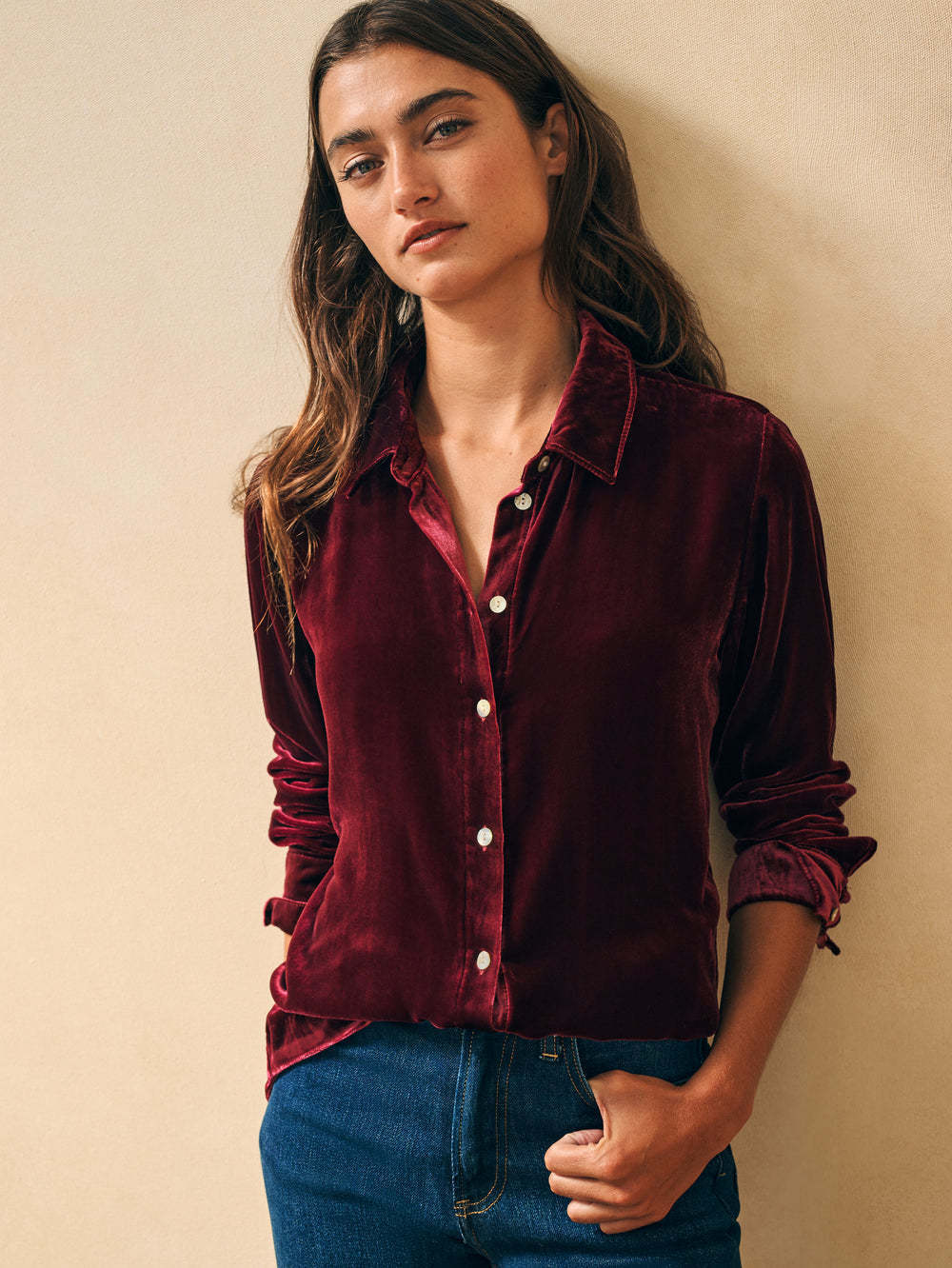 Faherty Genevieve Stretch Velvet Shirt